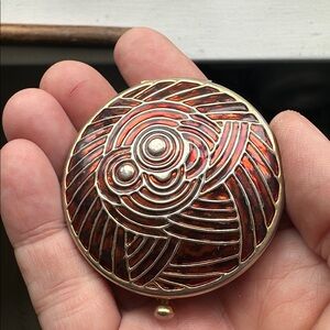Vintage 2004 Estee Lauder Powder Compact Enameled Tortoise Shell